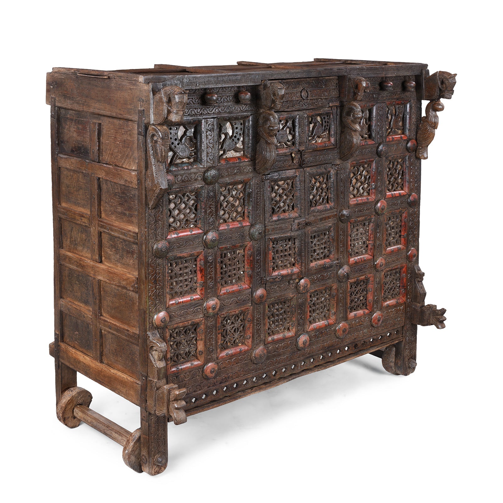Teak Majus Dowry Chest From Saurashtra - 19th Century