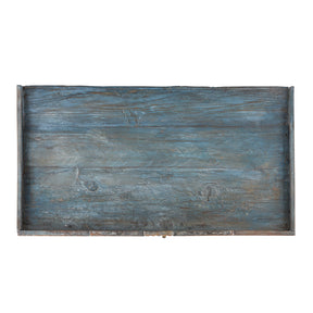 Blue Painted Indian Glazed Side Cabinet - 19th Century