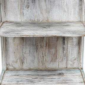 Blue Painted Glazed Side Cabinet From Gujarat - Ca 1910