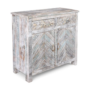 2 Door Parquet Side Cabinet Made From Reclaimed Teak