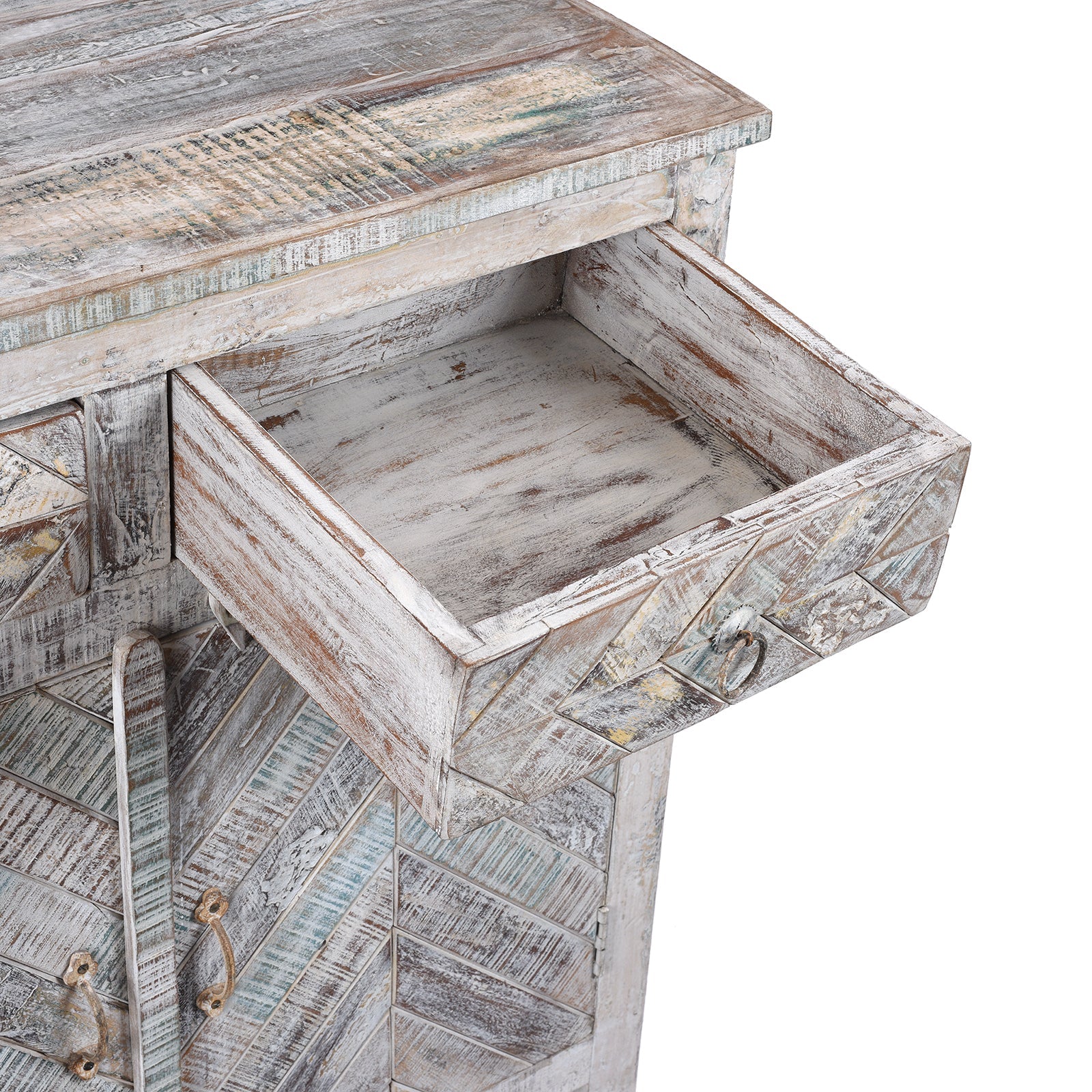 2 Door Parquet Side Cabinet Made From Reclaimed Teak