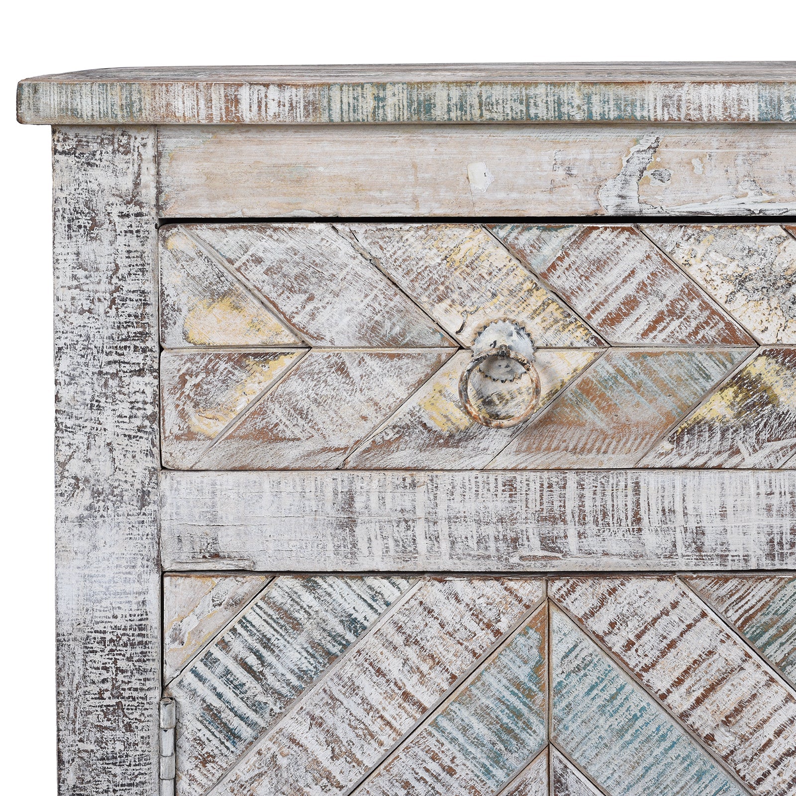 2 Door Parquet Side Cabinet Made From Reclaimed Teak