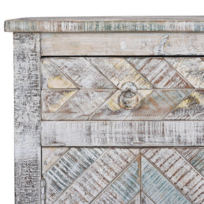 2 Door Parquet Side Cabinet Made From Reclaimed Teak