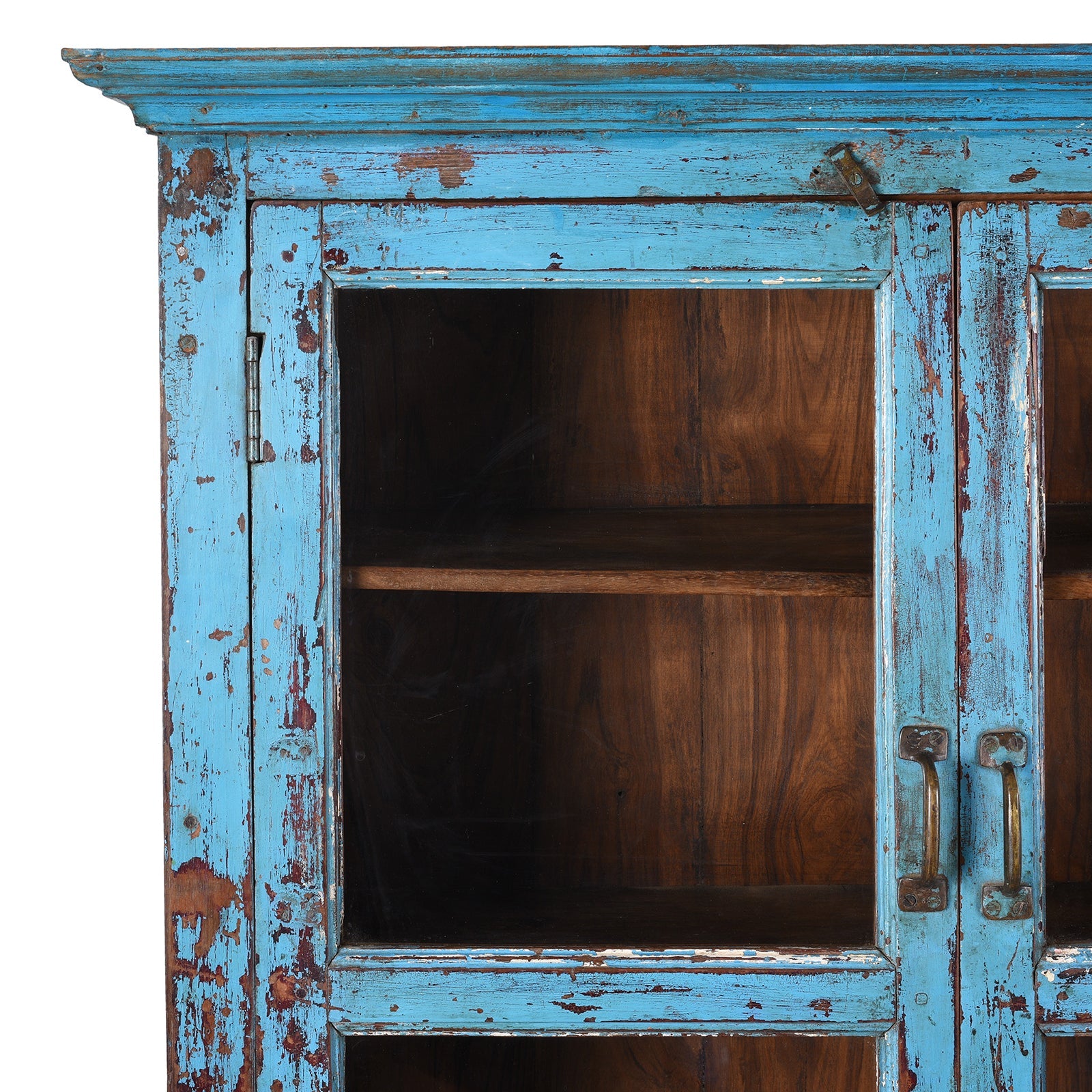 Indian Blue Painted Glazed Book Cabinet - Ca 1900