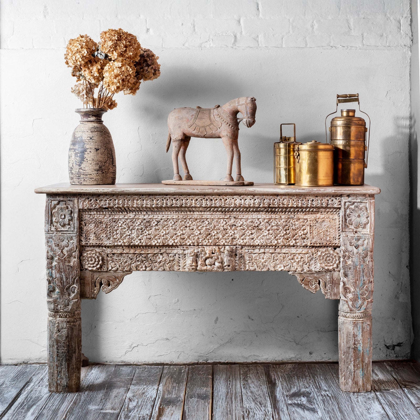 Painted Console Table Made From Reclaimed Teak