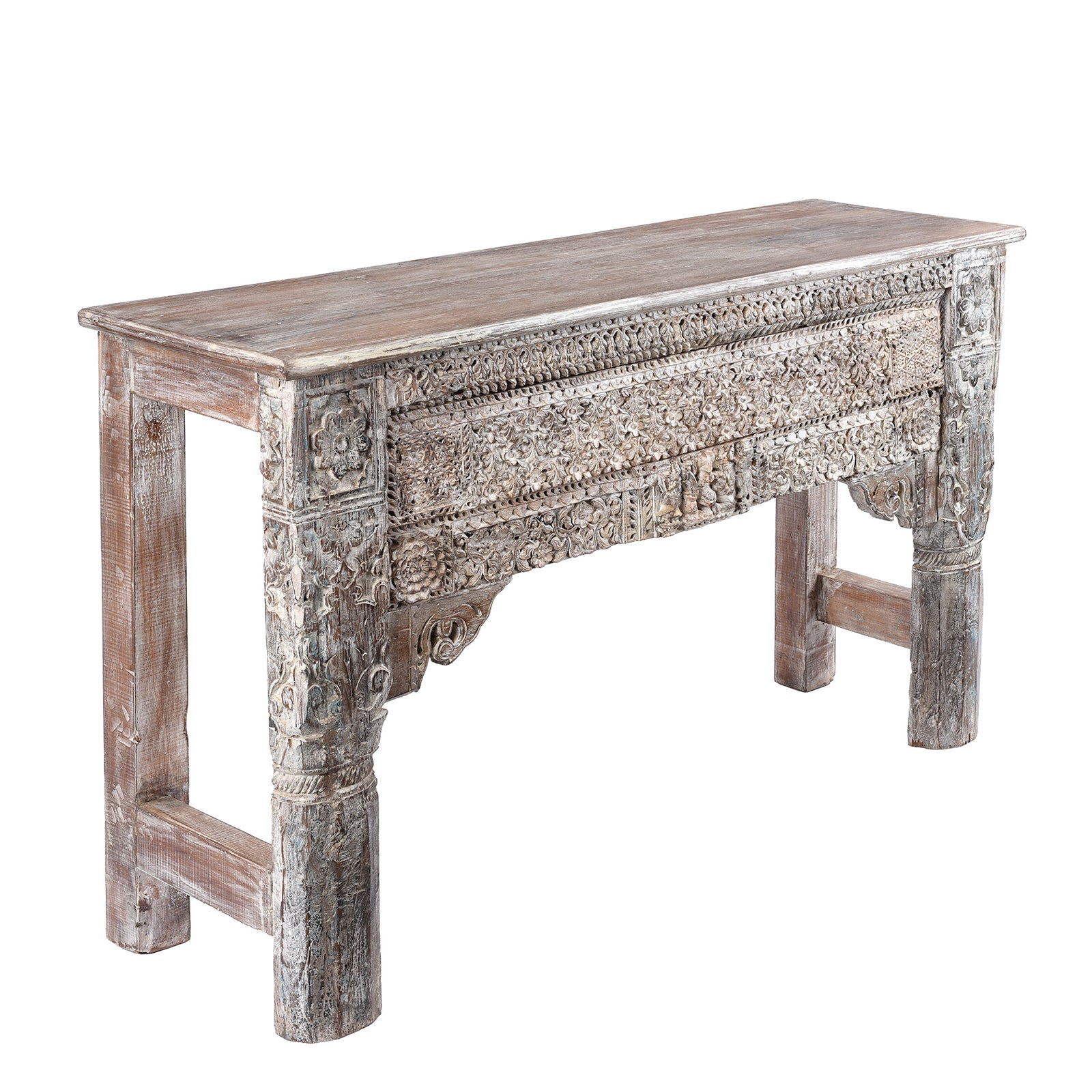 Painted Console Table Made From Reclaimed Teak