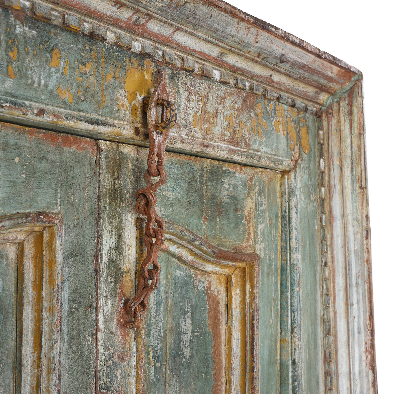 Painted Indian Door & Frame From Gujarat - 19th Century