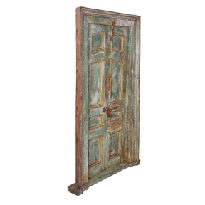 Painted Indian Door & Frame From Gujarat - 19th Century