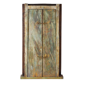 Painted Indian Door & Frame From Gujarat - 19th Century
