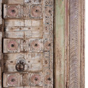 Painted Indian Door & Frame From Surat, Gujarat - 19th Century