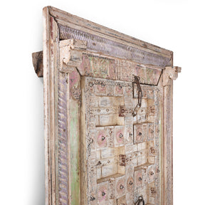 Painted Indian Door & Frame From Surat, Gujarat - 19th Century