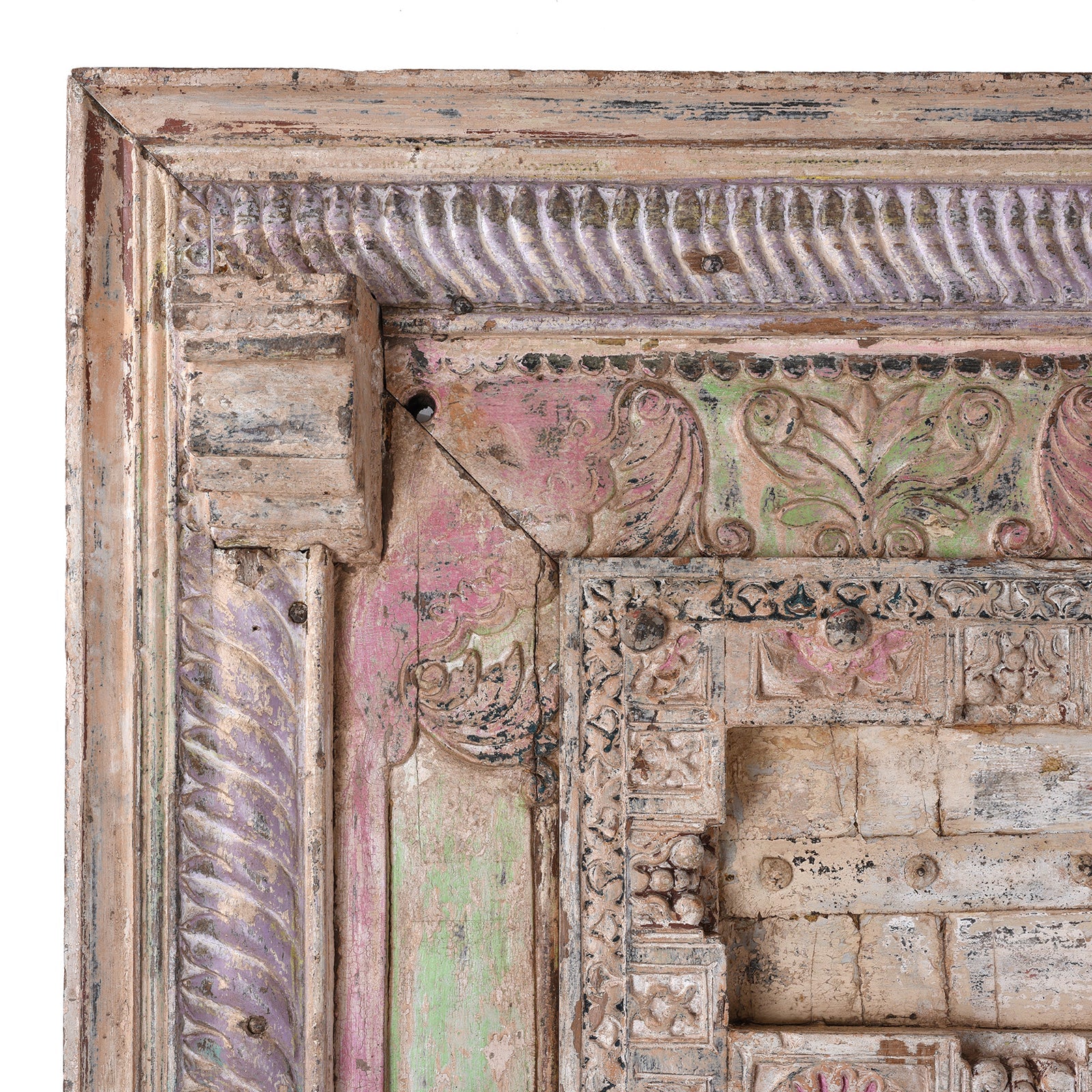 Painted Indian Door & Frame From Surat, Gujarat - 19th Century