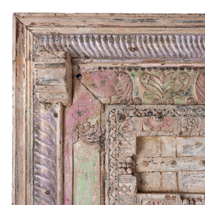 Painted Indian Door & Frame From Surat, Gujarat - 19th Century