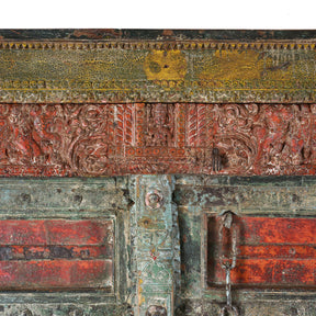 Painted Iron Bound Door From Gujarat - 18th Century