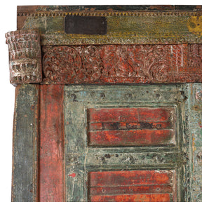 Painted Iron Bound Door From Gujarat - 18th Century