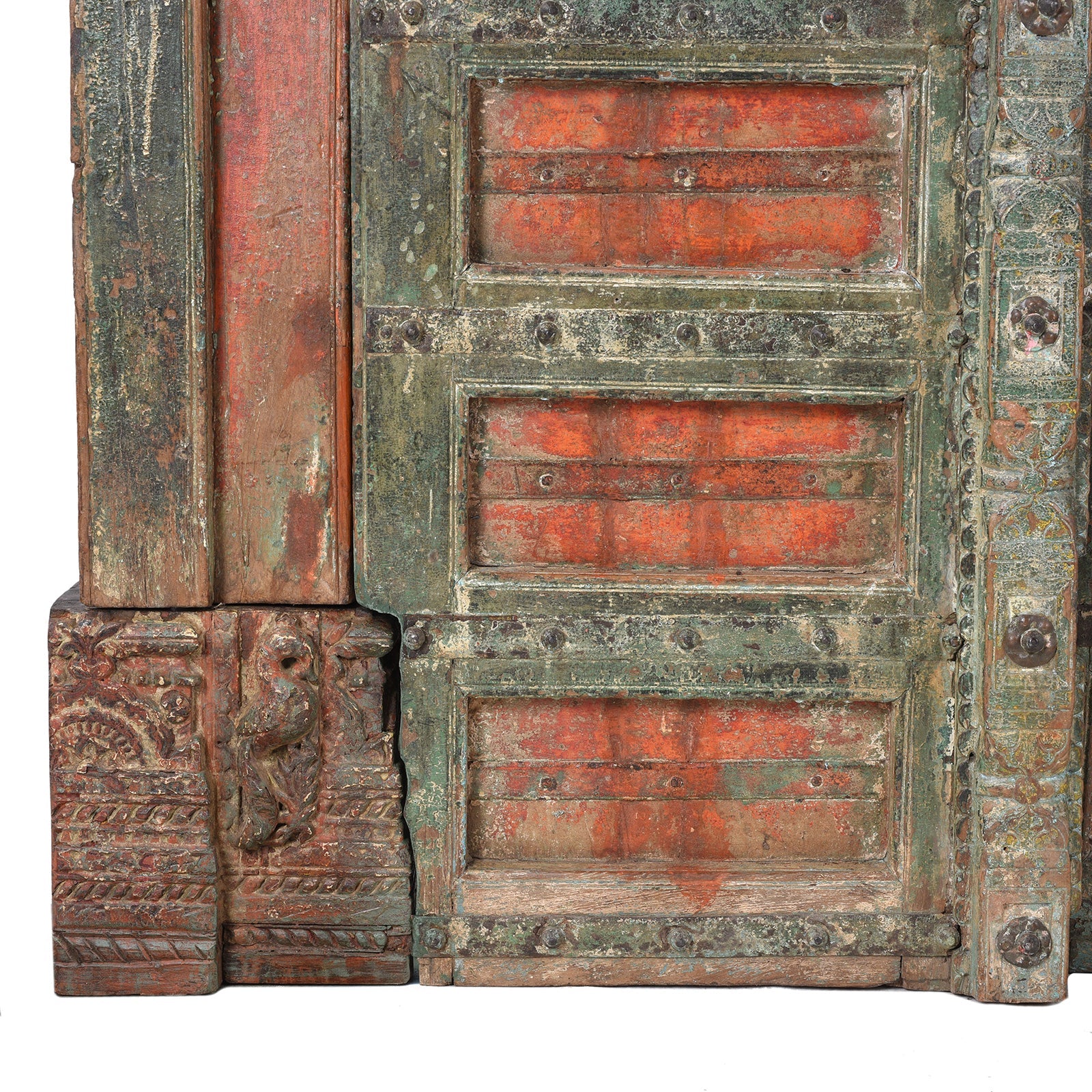 Painted Iron Bound Door From Gujarat - 18th Century