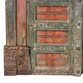 Painted Iron Bound Door From Gujarat - 18th Century
