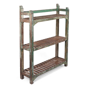 Green Painted Slatted Teak Shelf - Ca 1930