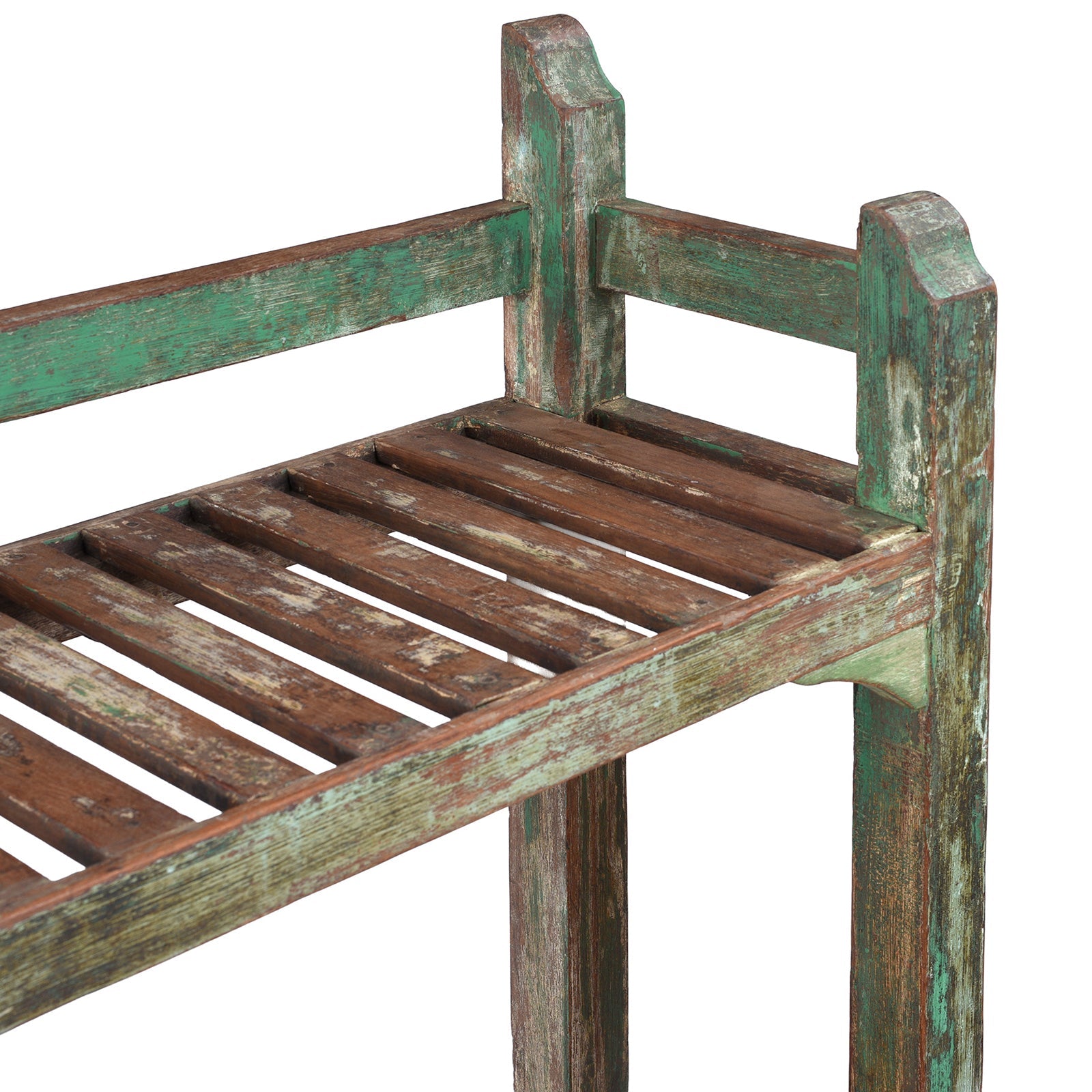Green Painted Slatted Teak Shelf - Ca 1930