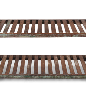Green Painted Slatted Teak Shelf - Ca 1930