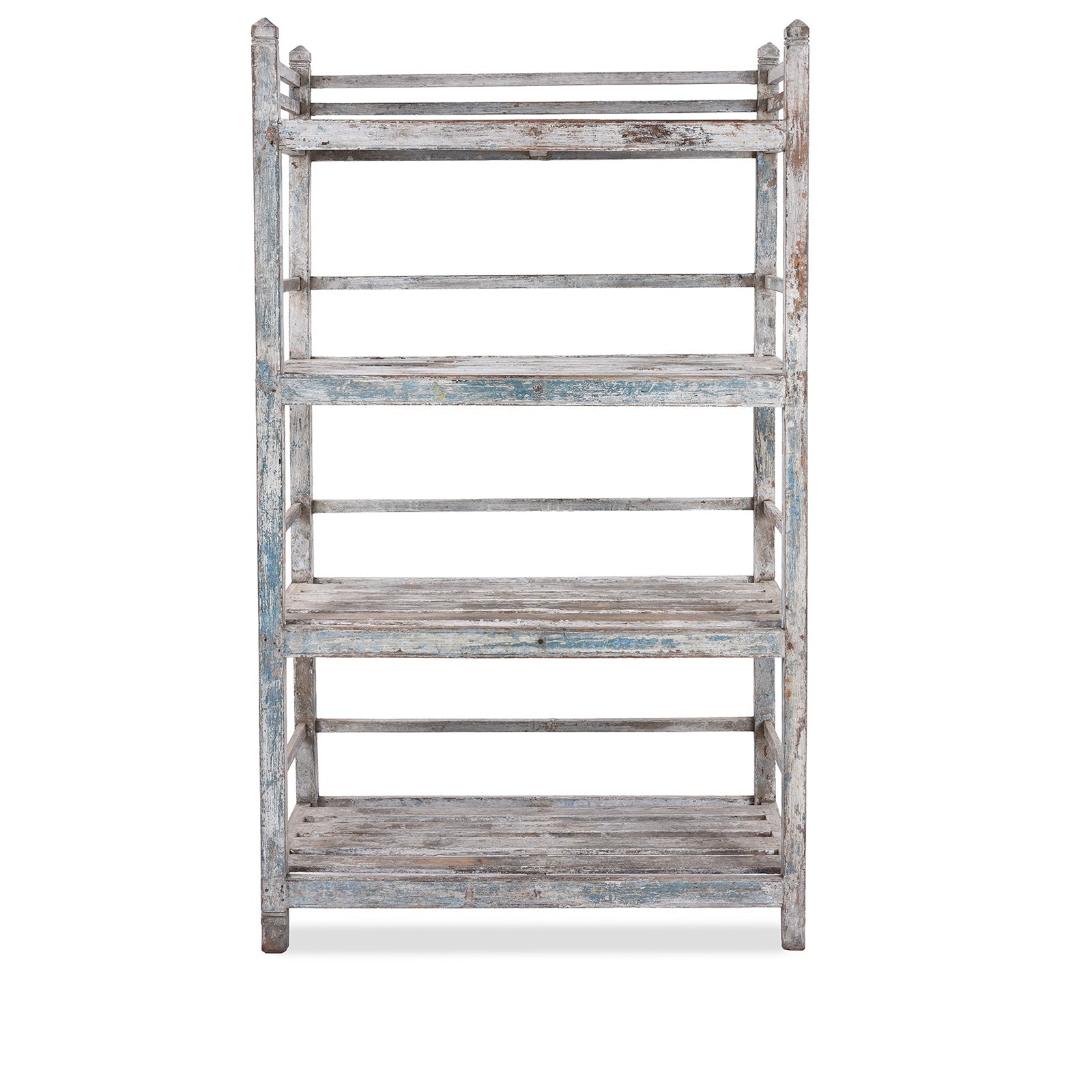 Vintage Painted Indian Teak Slatted Shelf - Ca 1940