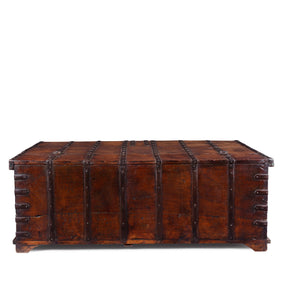 Iron Bound Coffee Table Chest From Gujarat - 19th Century