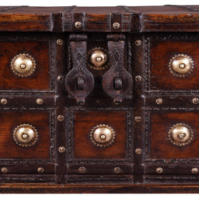 Iron Bound Coffee Table Chest From Gujarat - 19th Century