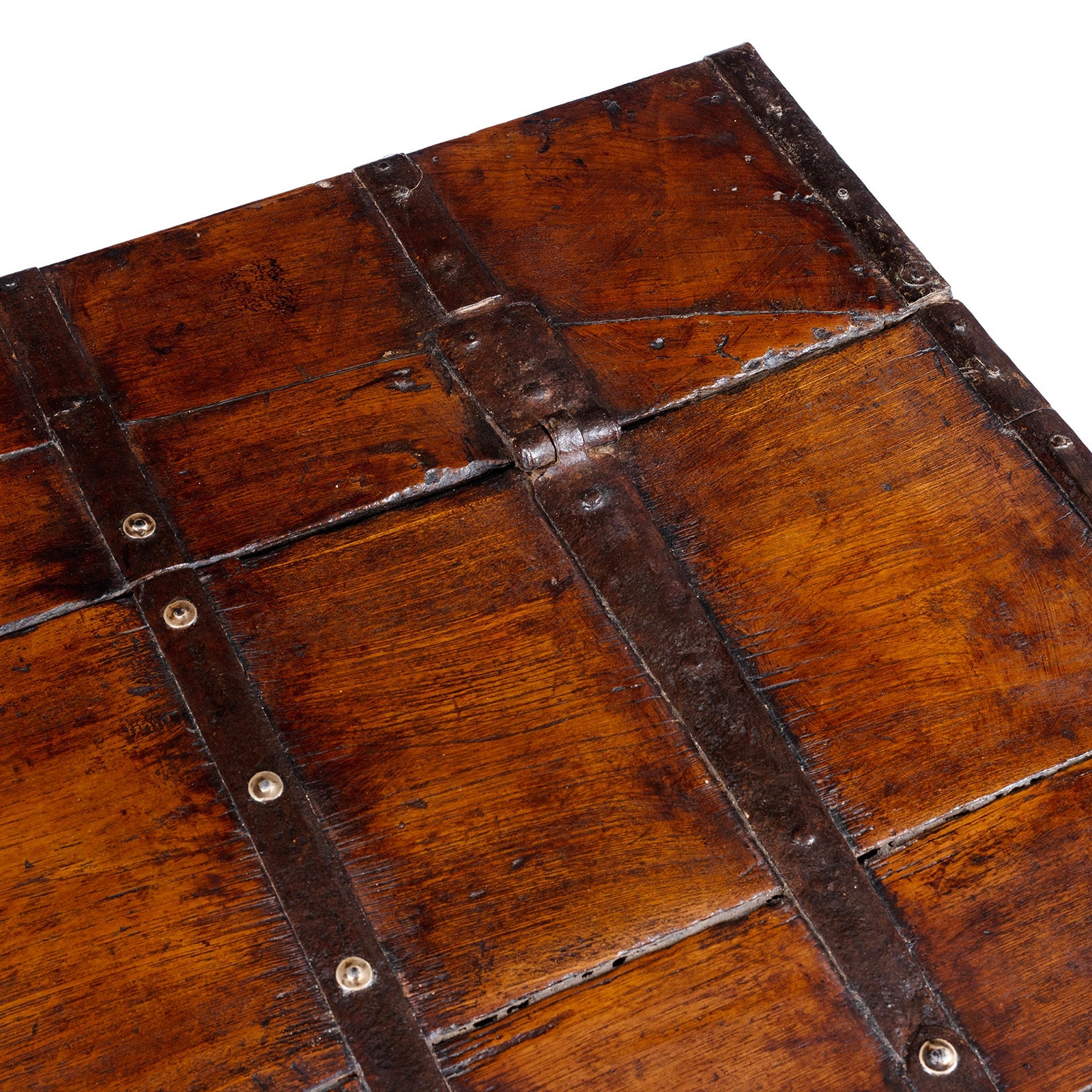 Iron Bound Coffee Table Chest From Gujarat - 19th Century
