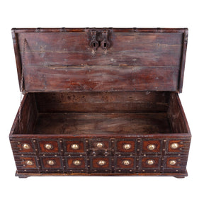 Iron Bound Coffee Table Chest From Gujarat - 19th Century