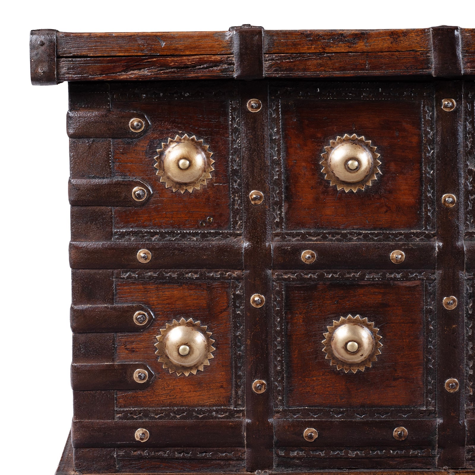 Iron Bound Coffee Table Chest From Gujarat - 19th Century