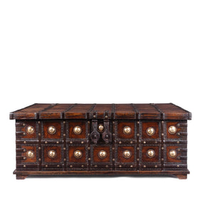 Iron Bound Coffee Table Chest From Gujarat - 19th Century