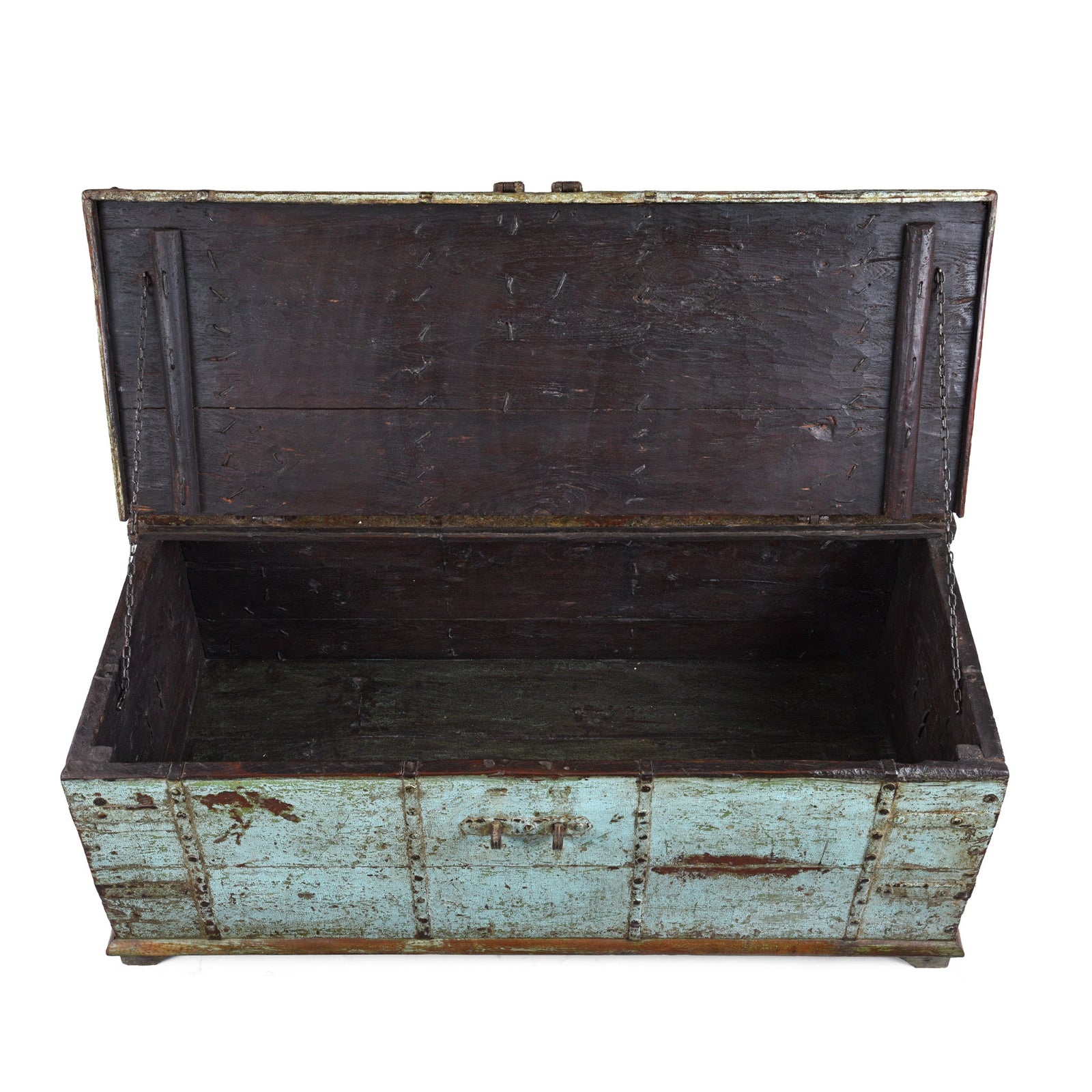 Painted Teak Coffee Table Chest - 19th Century