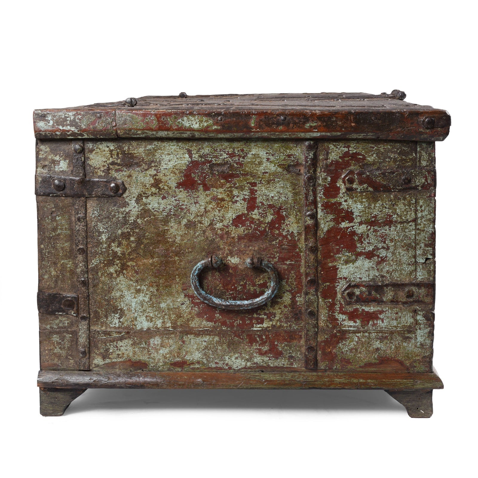 Painted Teak Coffee Table Chest - 19th Century
