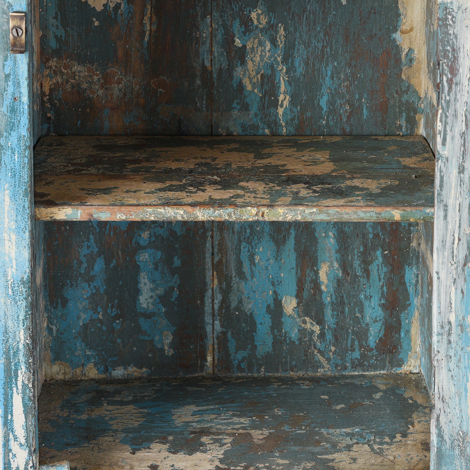Blue Painted Indian Glazed Wall Cabinet - Ca 1930