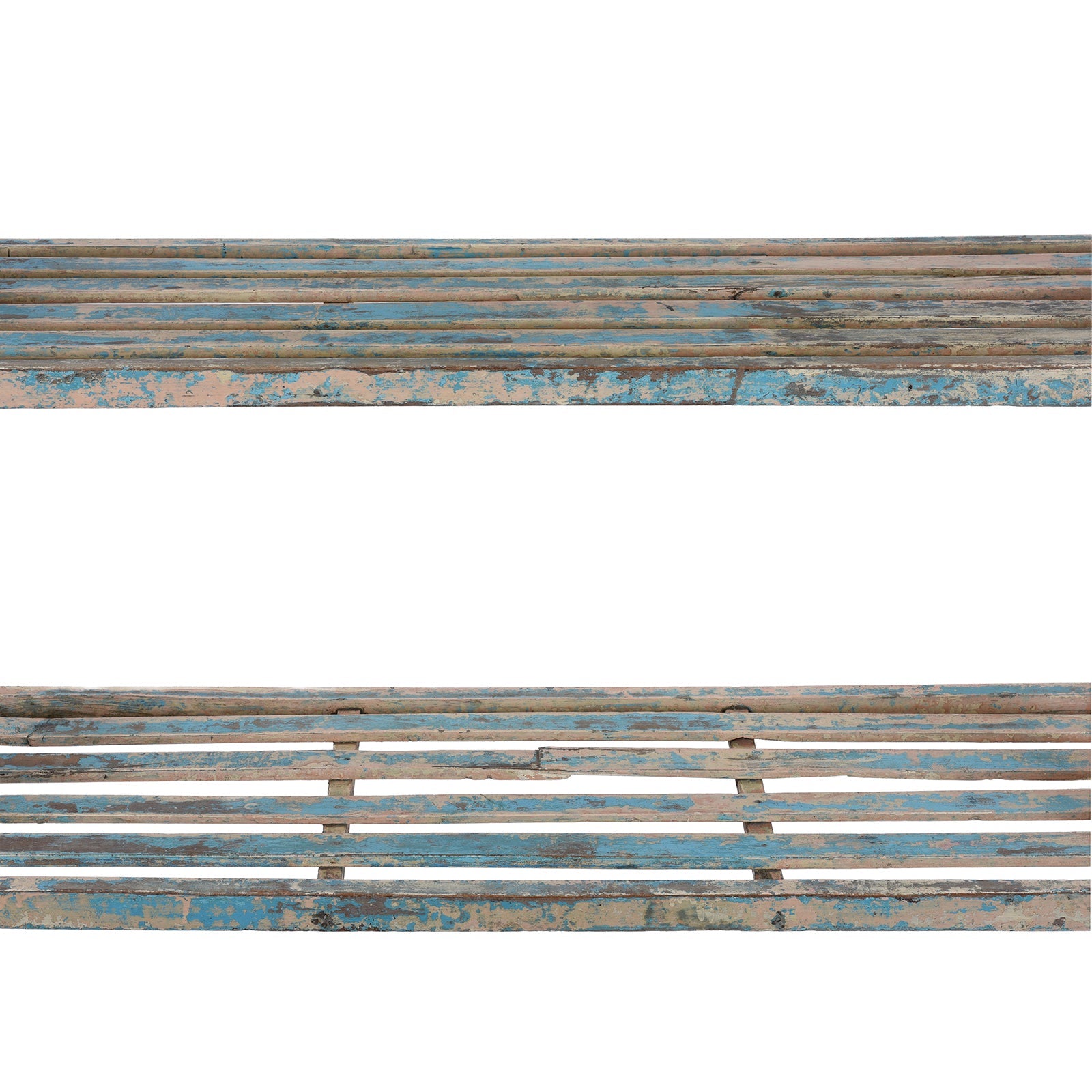 Blue Painted Slatted Shelf From Rajasthan - Ca 1930