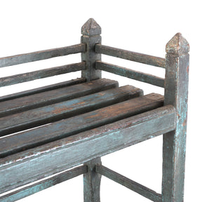 Small Blue Painted Indian Slatted Shelf - Ca 1930