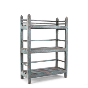 Small Blue Painted Indian Slatted Shelf - Ca 1930