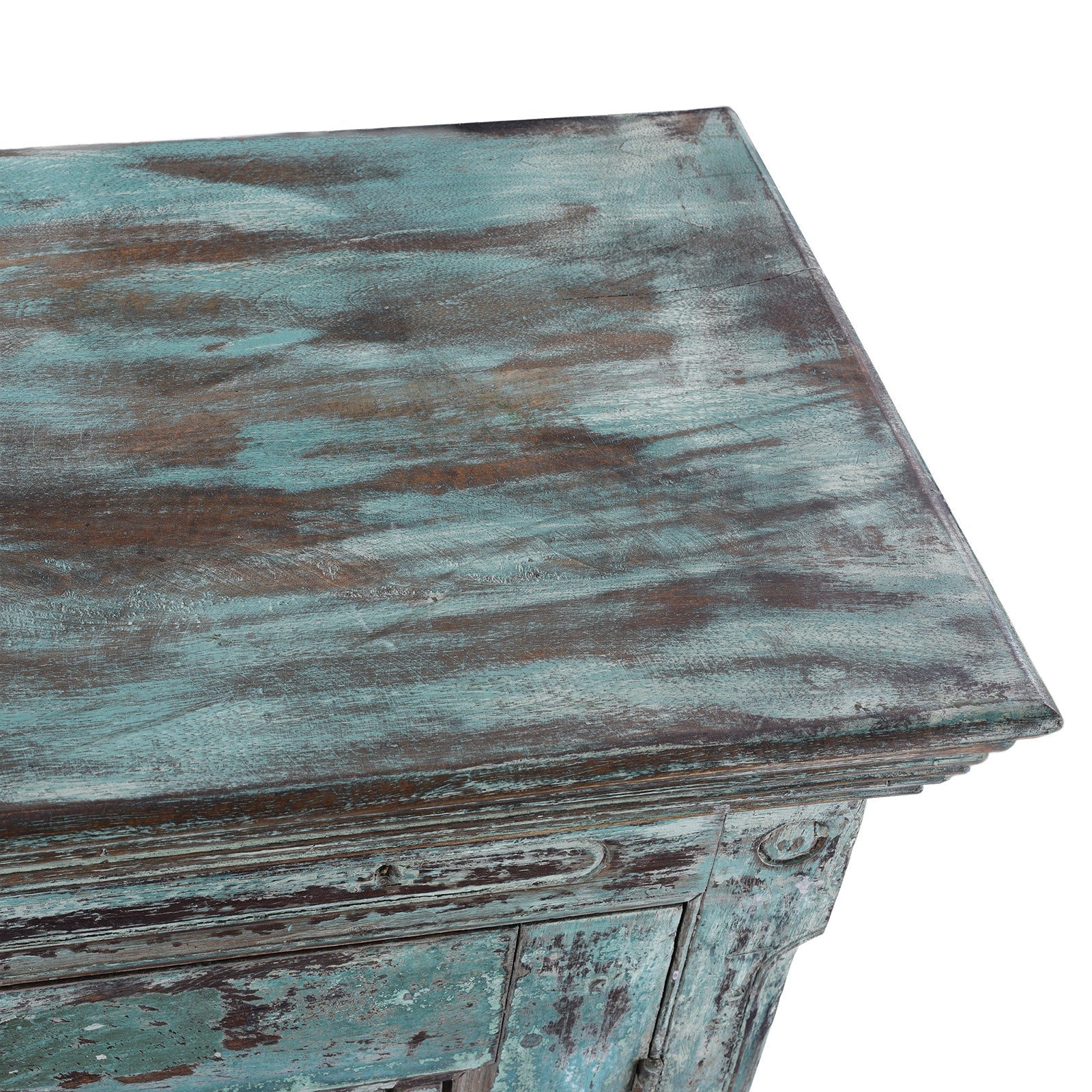 Painted Indian Almirah Cabinet With Sunburst Panels - 19th Century