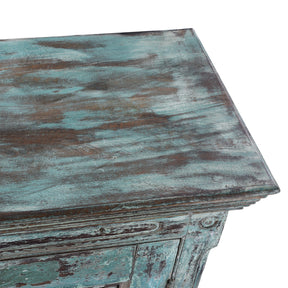 Painted Indian Almirah Cabinet With Sunburst Panels - 19th Century