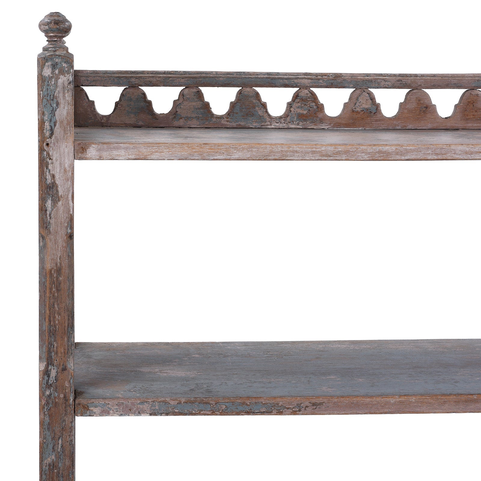 Vintage Rustic Painted Indian Teak Shelf - Ca 1930