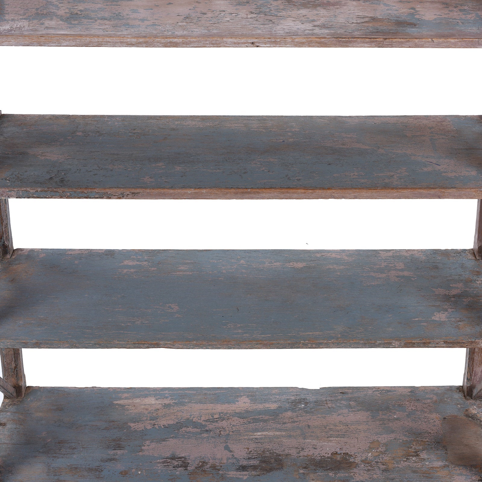 Vintage Rustic Painted Indian Teak Shelf - Ca 1930