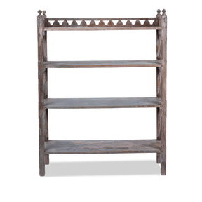 Vintage Rustic Painted Indian Teak Shelf - Ca 1930