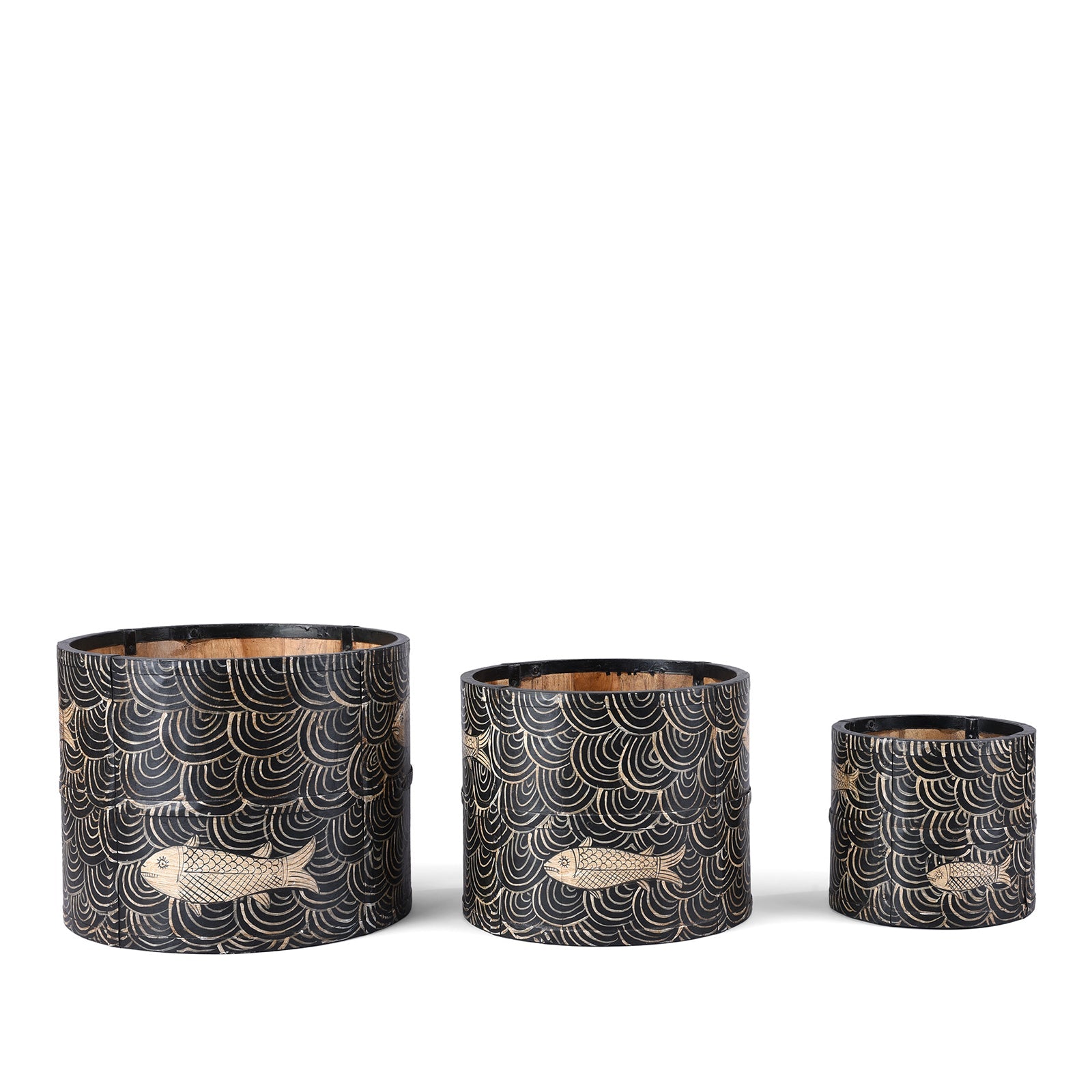 Painted Grain Measure Planter - Fish