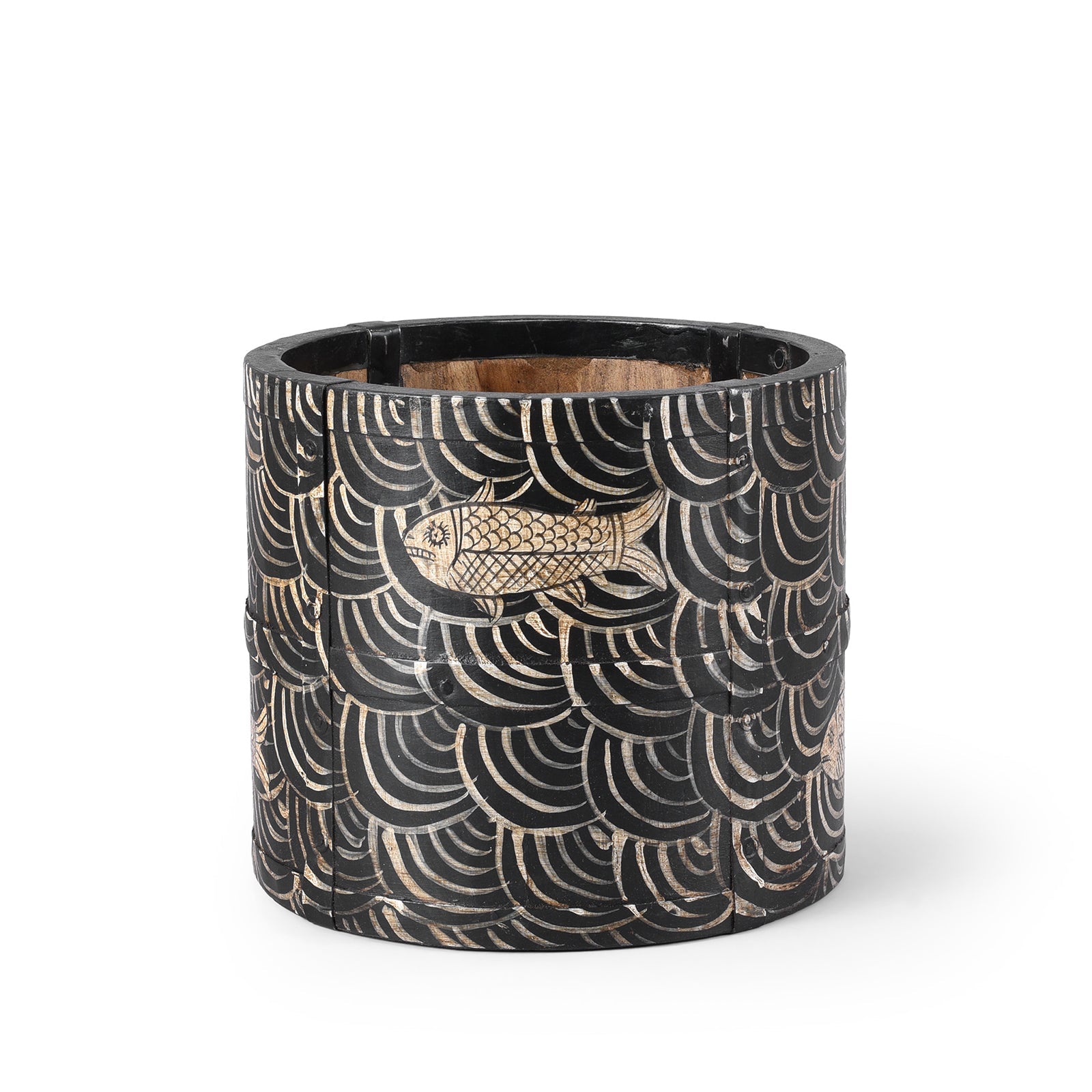 Painted Grain Measure Planter - Fish
