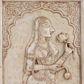 Carved Marble Maharaja & Maharani Panel