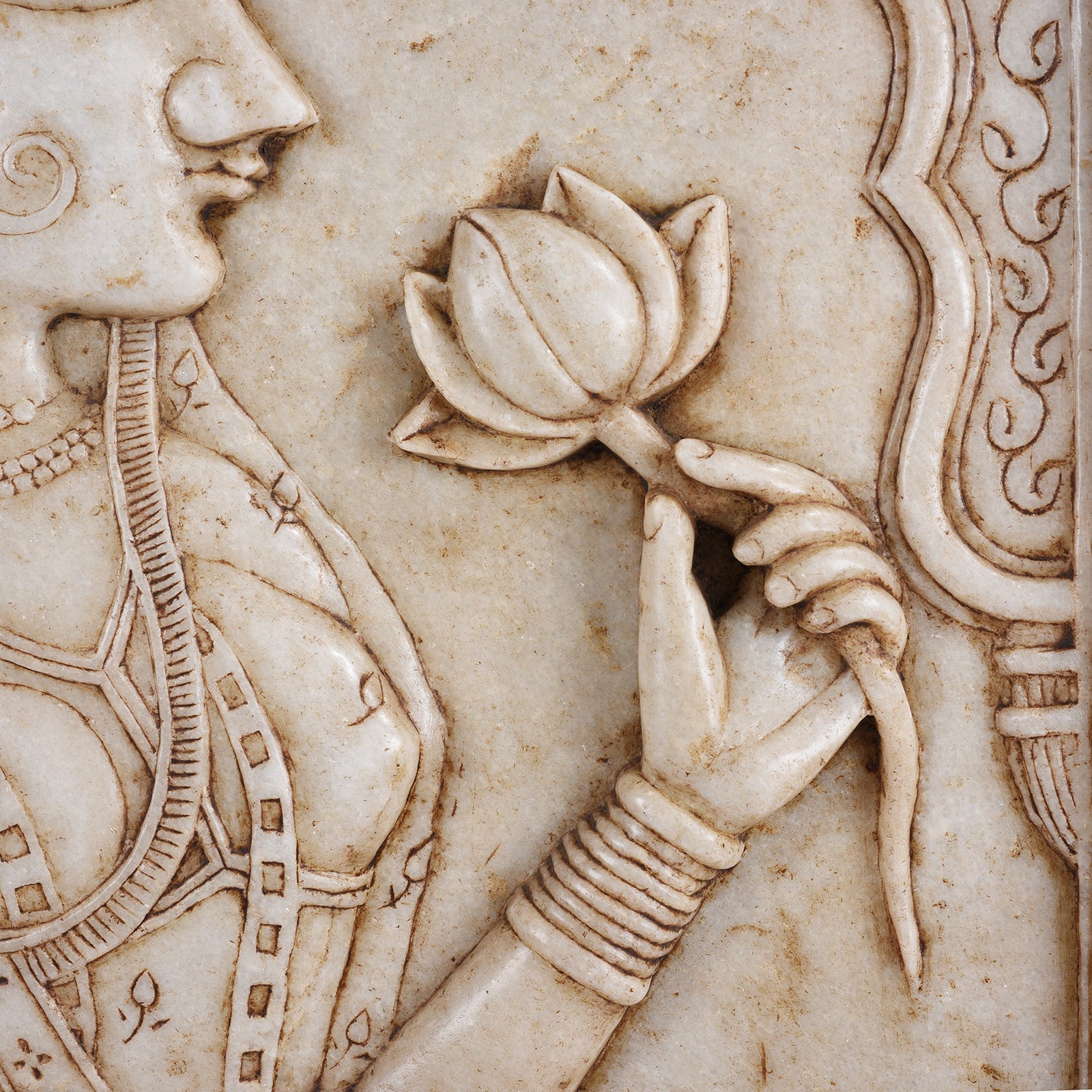 Carved Marble Maharaja & Maharani Panel