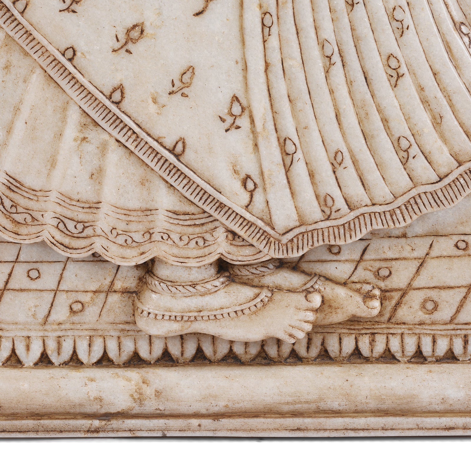 Carved Marble Maharaja & Maharani Panel
