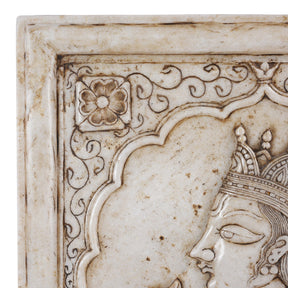 Carved Marble Maharaja & Maharani Panel