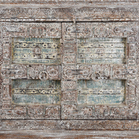 Reclaimed 2 Door Teak Sideboard With Original Paint