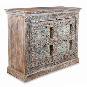 Reclaimed 2 Door Teak Sideboard With Original Paint